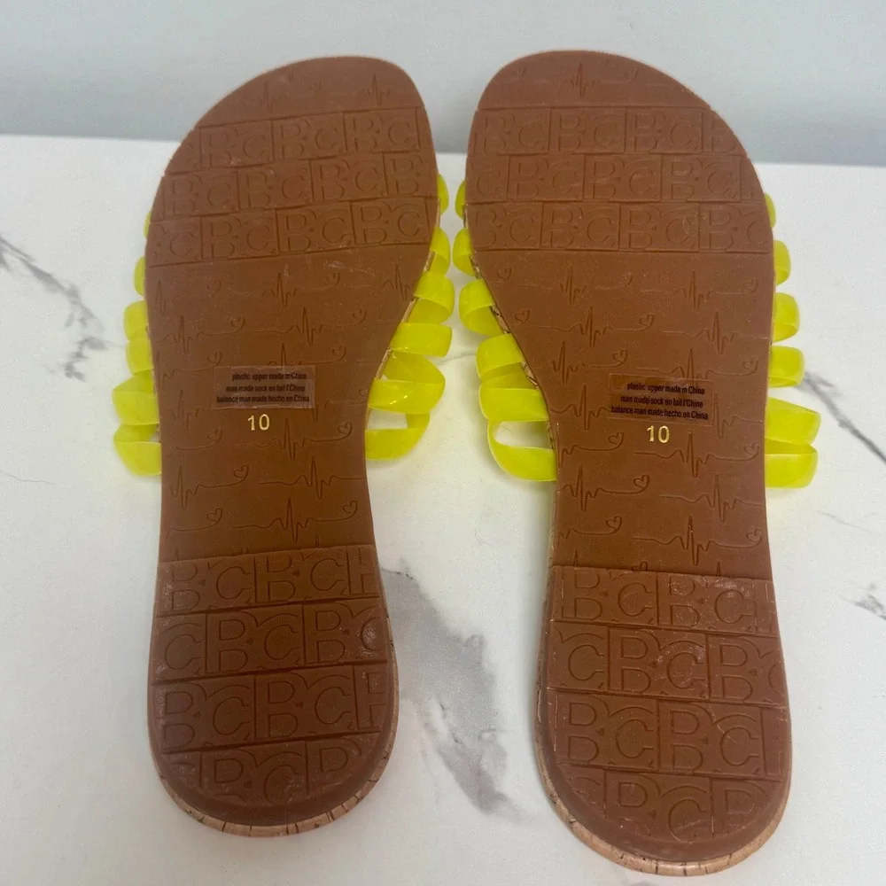 Womens‎ Slides Sandals BC Born in California Cork Neon Yellow Size 10 - Picture 7 of 7